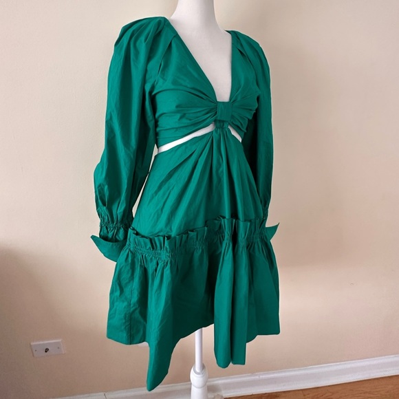 A.L.C. Alexa cutout ruffled tiered pleated cotton-poplin mini dress - Picture 4 of 13